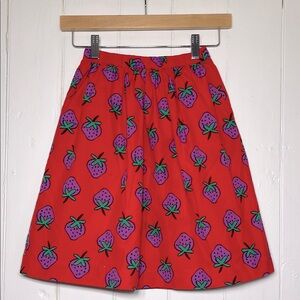 HANNA ANDERSSON 100% Cotton Vibrant Strawberry Elastic Waist Skirt